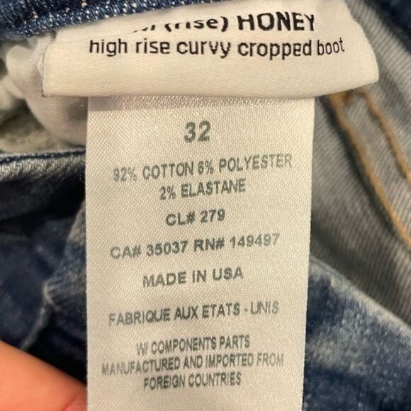 Joes Jeans Hi Honey Hi Rise Curvy Cropped Boot Blue Denim Jeans Size 32 Raw Hem - Picture 9 of 11